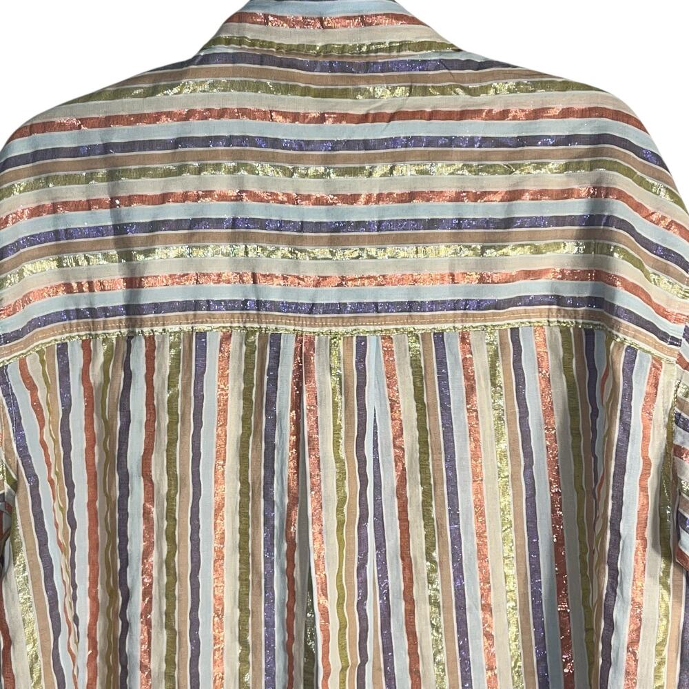 NWT Boden Multicolor Metallic Stripe Oversized Cotton Button‑Down Shirt US 8 - Picture 5 of 10